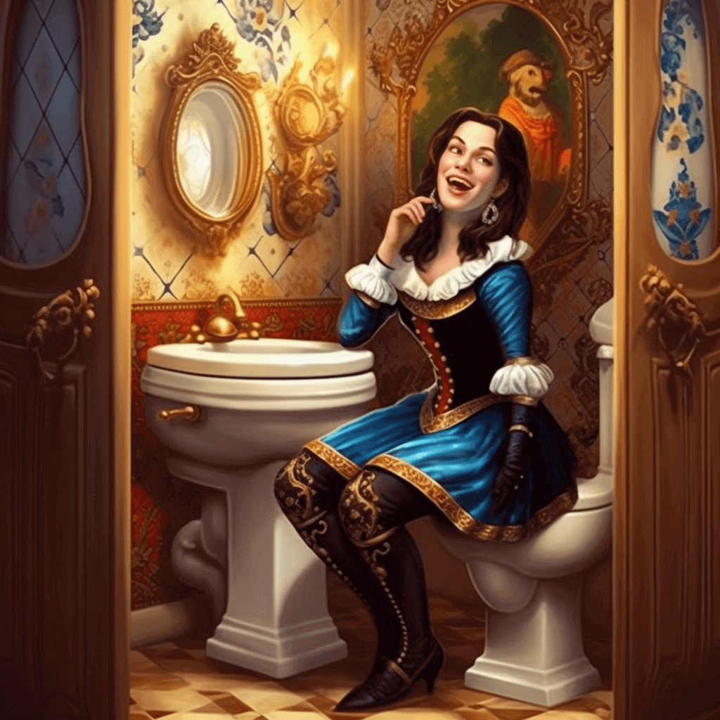 Fancy woman sitting on a toilet