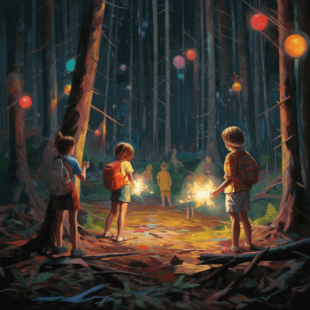 children around a campfire