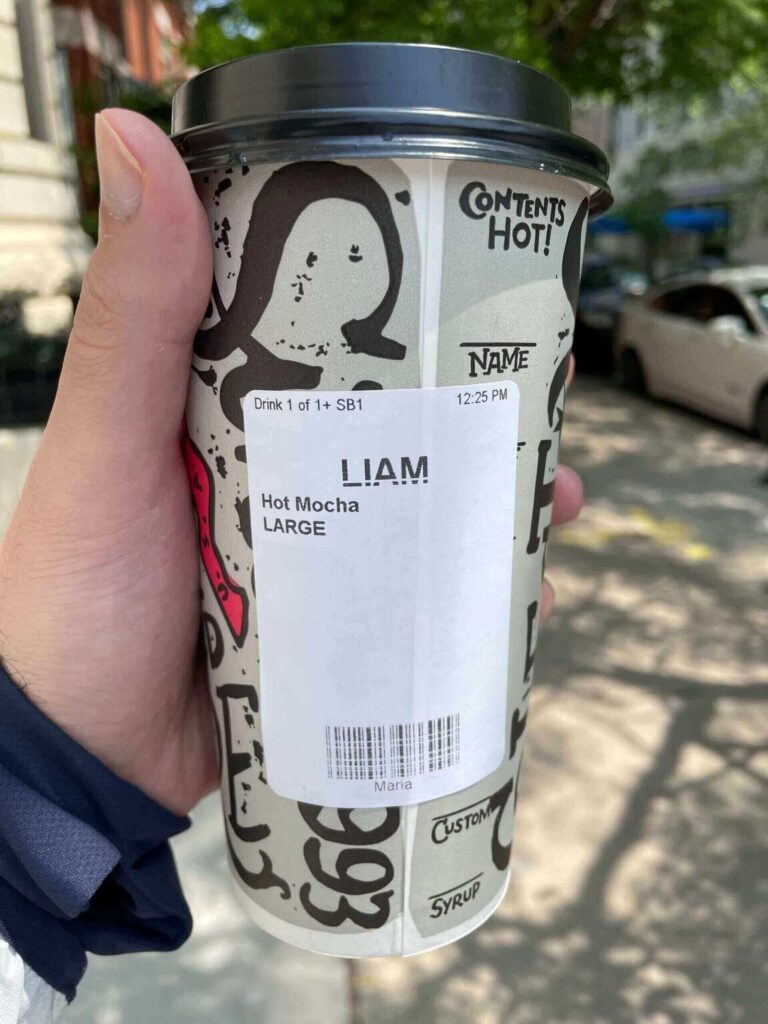 Coffee cup with the word "Liam" on it