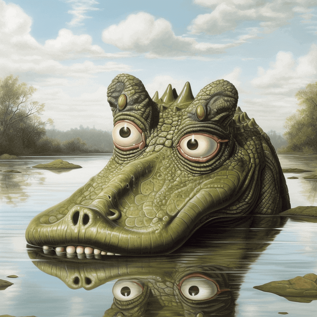 Animated image of a crocodile with wide open eyes
