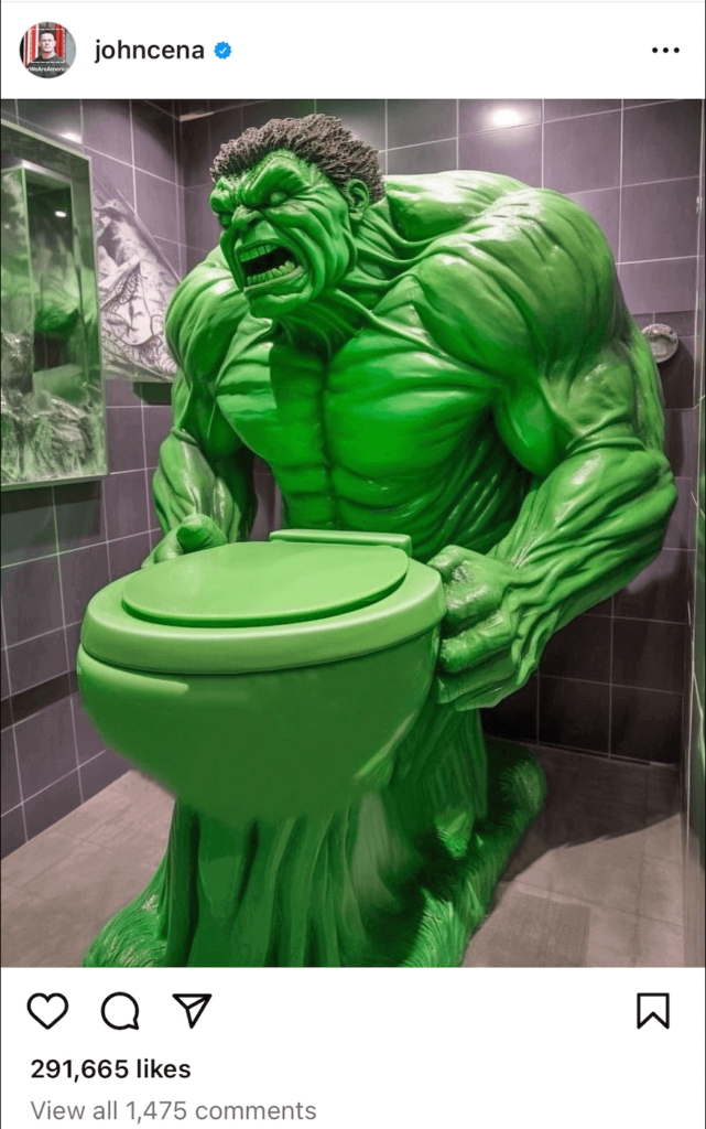 Instagram Post of a hulk toilet