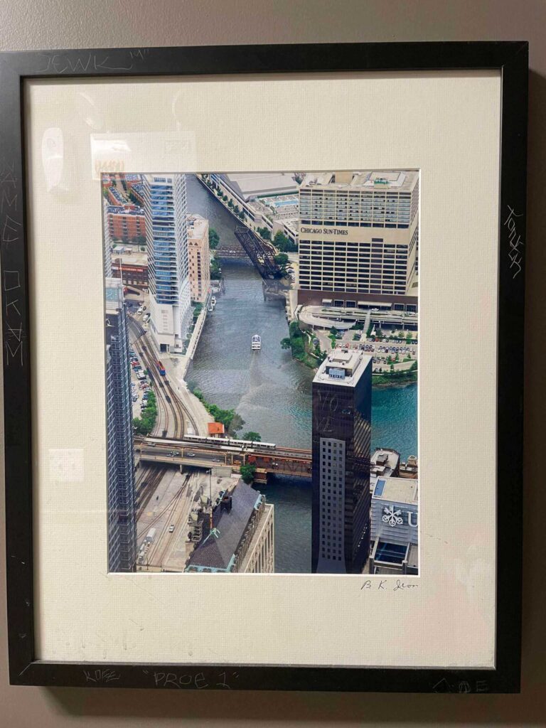 Framed photo of the Chicago River