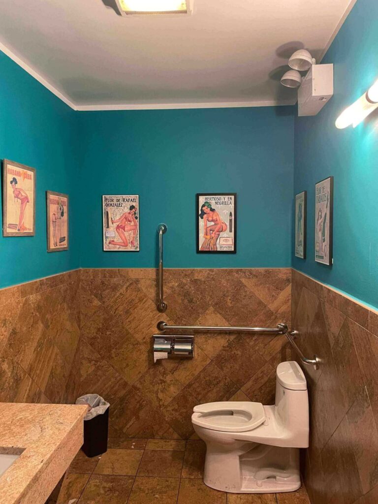 The inside of the bathroom at Cafecito