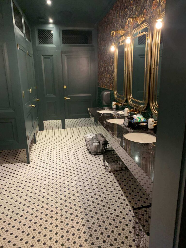 long view of a fancy bathroom