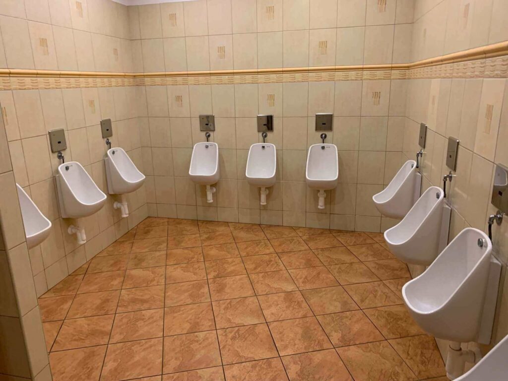 a group of urinals