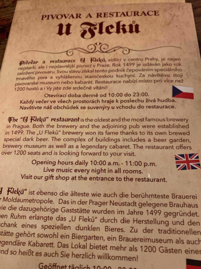 a menu with a large amount of text in multiple languages