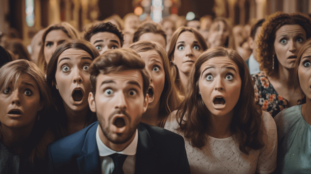 shocked wedding guests