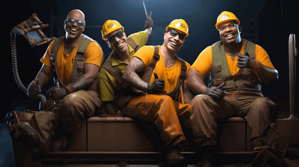 Four sanitation workers smiling