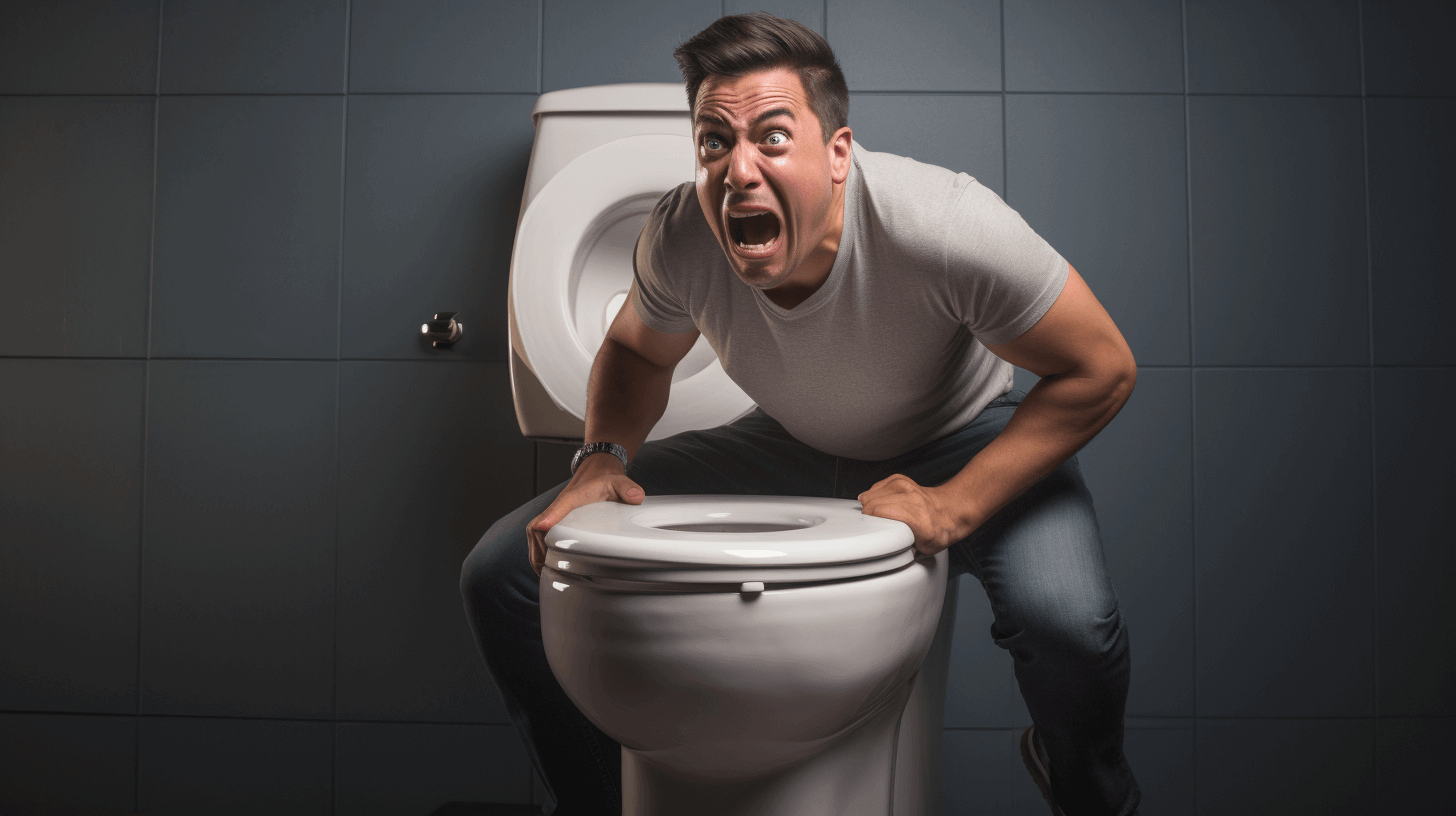 man screaming opening a toilet