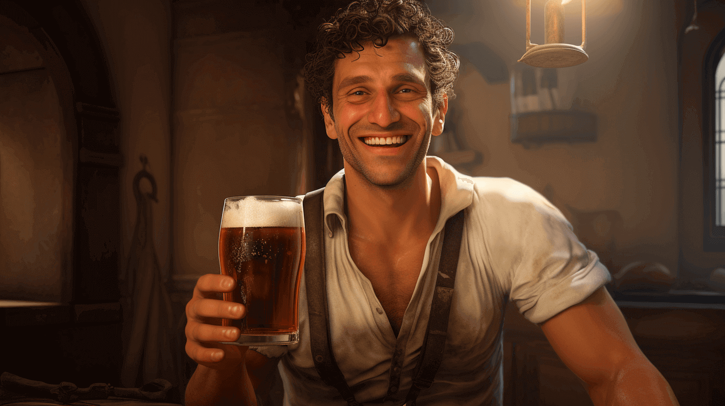 Man holding a beer smiling