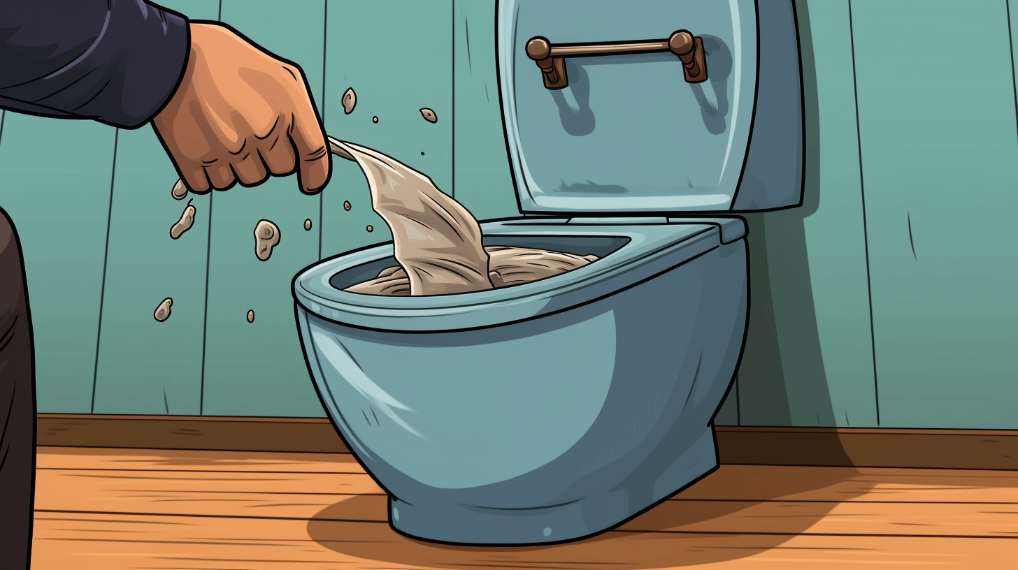 A pet owner throwing a bag of pet poo in the toilet.