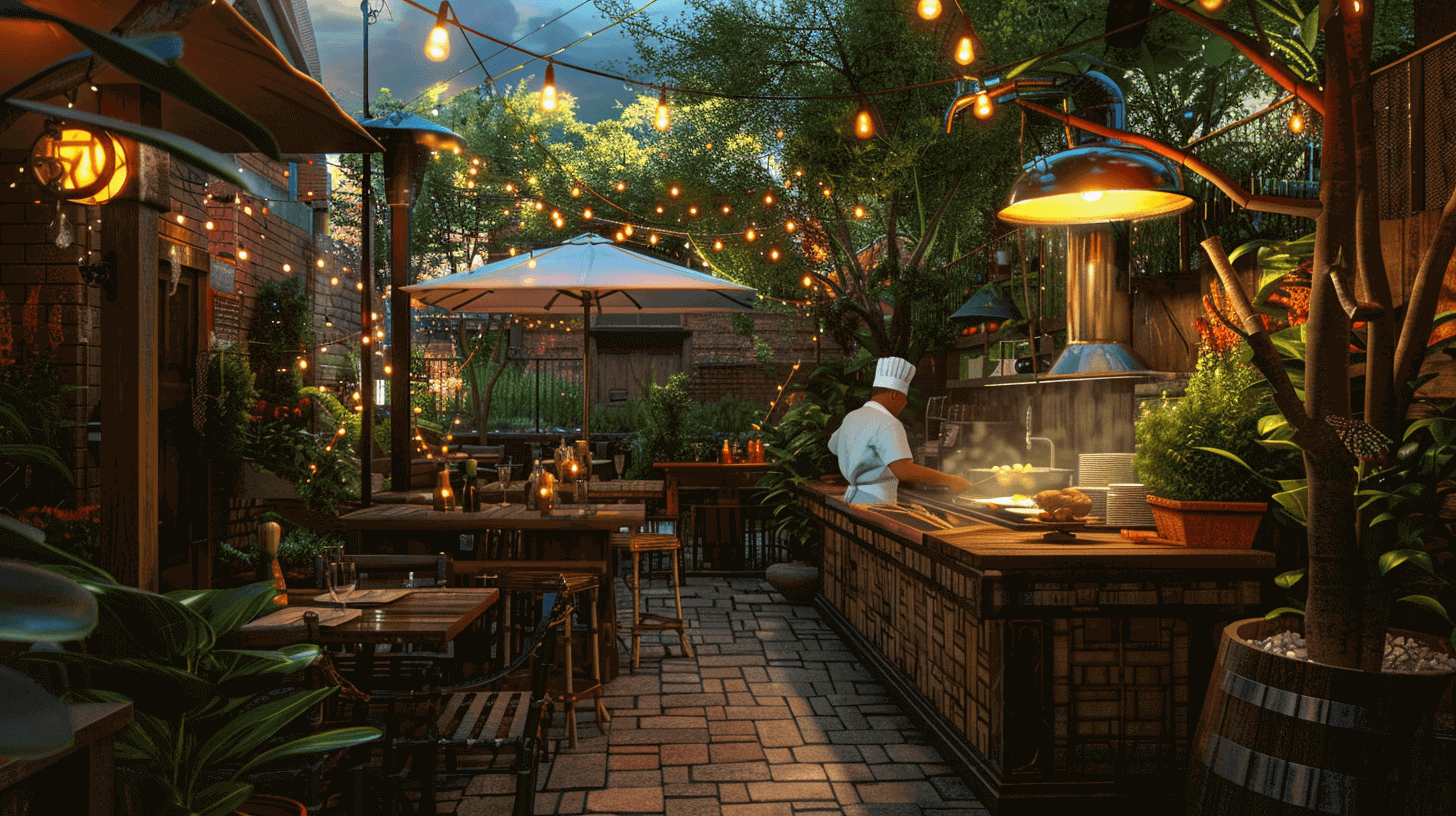 An asian-infused patio bar.