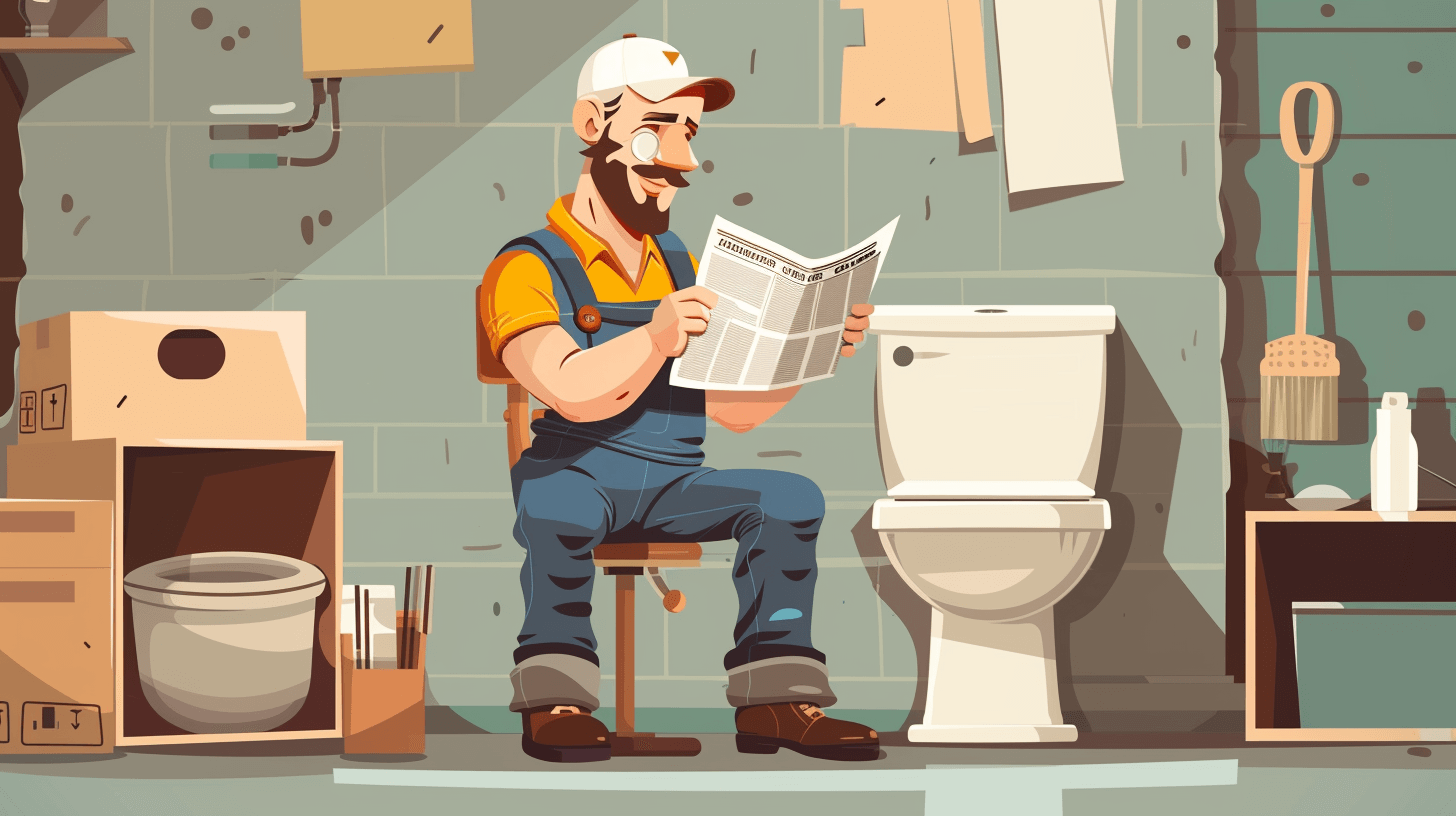 A guy reading a newspaper in the garage.
