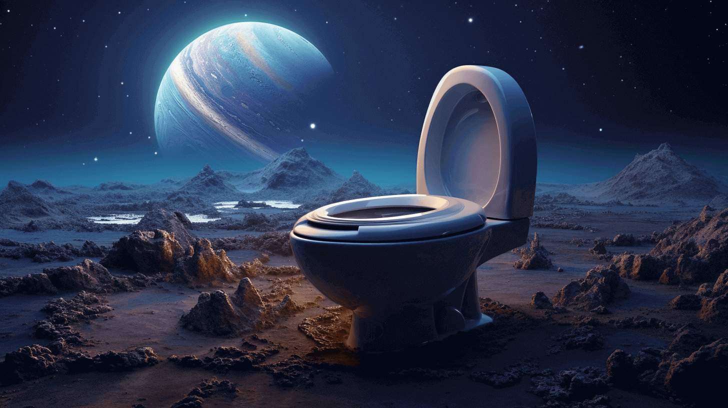 Toilet sitting on a planet