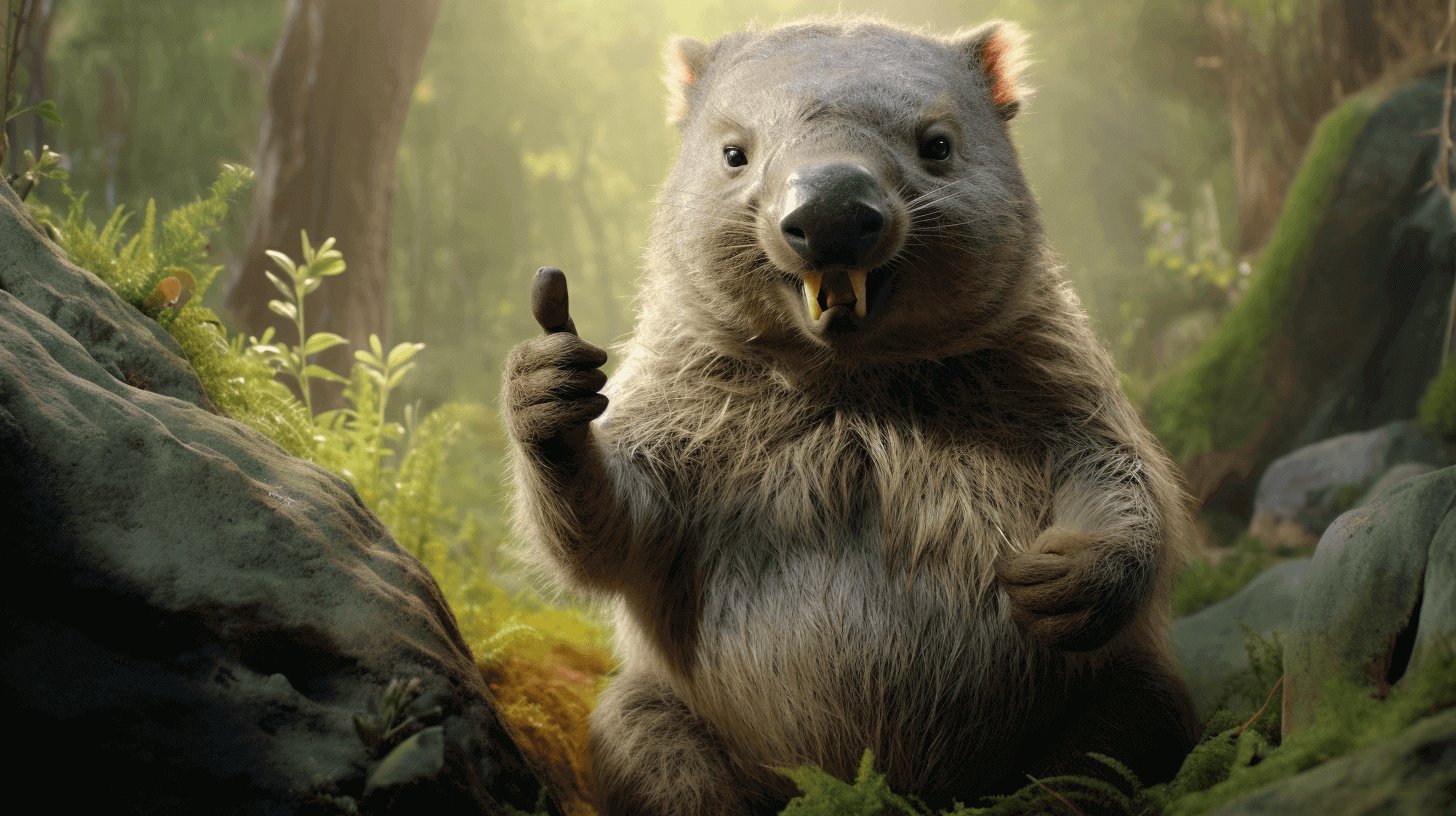 A wombat giving a thumbs up